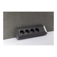 4-fach Steckdosenblock in Schwarz