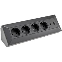 4-fach Steckdosenblock in Schwarz