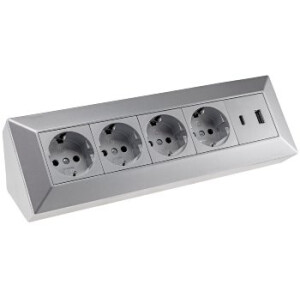 4-fach Steckdosenblock in Silber