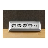 4-fach Steckdosenblock in Silber