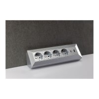 4-fach Steckdosenblock in Silber