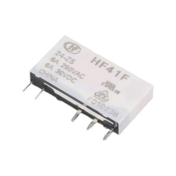 Hongfa HF41F ZS Printrelais &ndash; 1 Wechsler, 12V/24V, 6A, AgNi, schmal