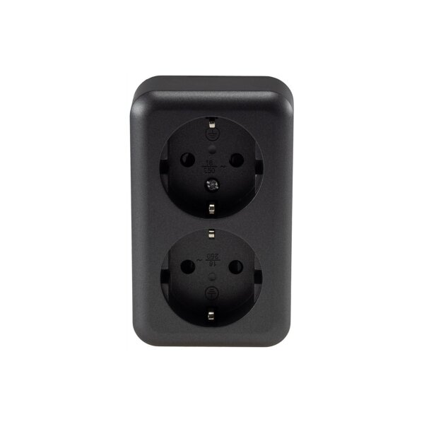 FASKO Doppel-Steckdose in Anthrazit
