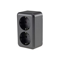 FASKO Doppel-Steckdose in Anthrazit