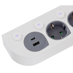 4-fach Steckdosenleiste mit USB-A/C –...