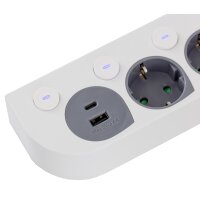 4-fach Steckdosenleiste mit USB-A/C – Einzelschaltung, 1,5 m Kabel, 3680 W
