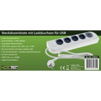 4-fach Steckdosenleiste mit USB-A/C – Einzelschaltung, 1,5 m Kabel, 3680 W