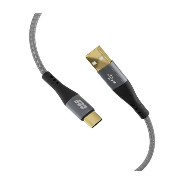USB-A auf USB-C Kabel 2 m – 60W QC, 3A, Textilmantel, vergoldete Kontakte