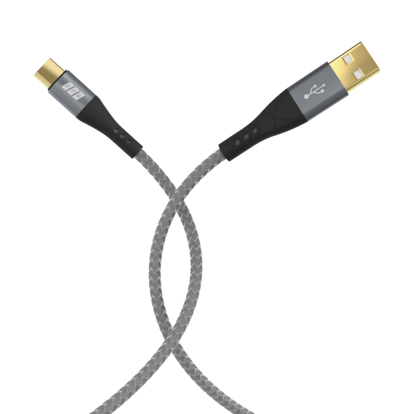 USB-A auf USB-C Kabel 2 m – 60W QC, 3A, Textilmantel, vergoldete Kontakte
