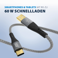 USB-A auf USB-C Kabel 2 m – 60W QC, 3A, Textilmantel, vergoldete Kontakte