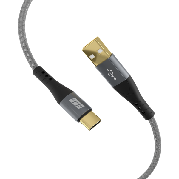 USB-A auf USB-C Kabel 0,5 m – 60W QC, 3A, Textilmantel, vergoldete Kontakte