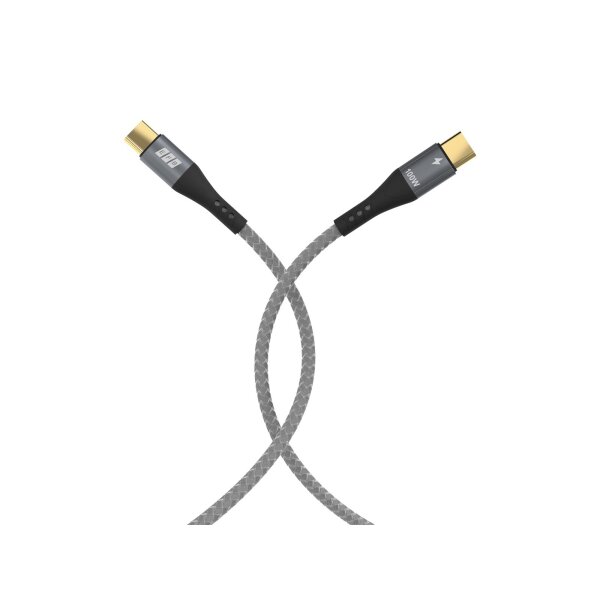 USB-C auf USB-C Kabel 3 m – 100W PD 3.0, 5A, E-Marker, Textilmantel, vergoldet