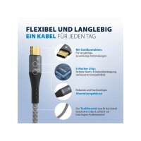 USB-C auf USB-C Kabel 3 m – 100W PD 3.0, 5A, E-Marker, Textilmantel, vergoldet