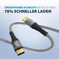 USB-C auf USB-C Kabel 0,5 m – 100W PD 3.0, 5A, E-Marker, Textilmantel