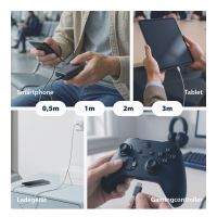 USB-C auf USB-C Kabel 0,5 m – 100W PD 3.0, 5A, E-Marker, Textilmantel