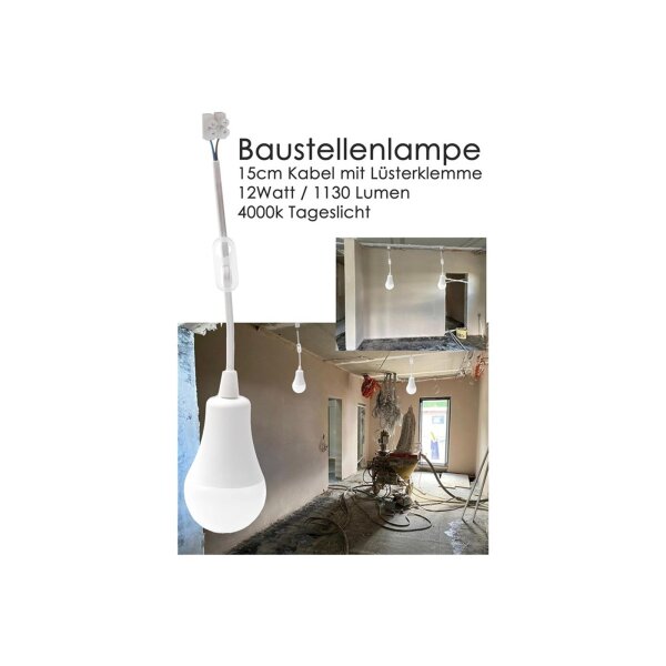 Baustellen-Leuchte A60 mit 15 cm Kabel 12W