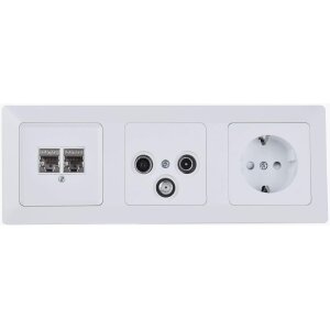 MILOS 3er-Kombi Weiß – Steckdose, LAN &...