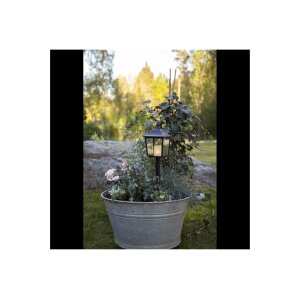 LED Grablaterne „Flame Lantern“ – Schwarz, Timer, flackerndes Licht, wetterfest