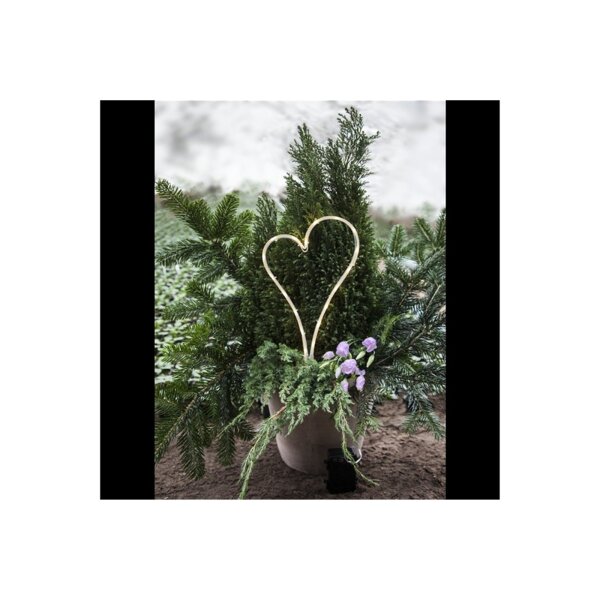 LED Grablicht „DecorationHeart“ – Herzform, warmweiß, Timer, IP44, batteriebetrieben