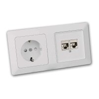 MILOS Steckdose &amp; Netzwerkdose Set &ndash; 2&times; CAT6, wei&szlig; matt