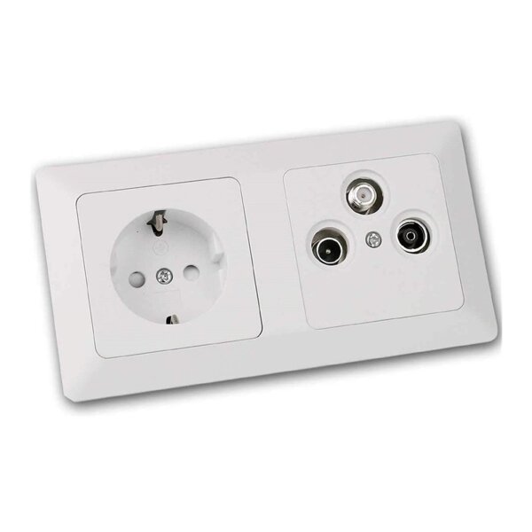 MILOS Steckdose + SAT/TV/Radio Kombi – weiß matt