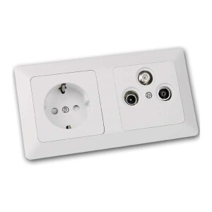 MILOS Steckdose + SAT/TV/Radio Kombi – weiß matt