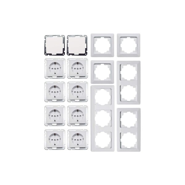 MILOS Starter-Set – 8 Steckdosen + 2 Schalter weiß matt
