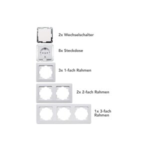 MILOS Starter-Set – 8 Steckdosen + 2 Schalter...