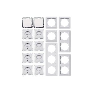MILOS Starter-Set – 8 Steckdosen + 2 Schalter weiß matt