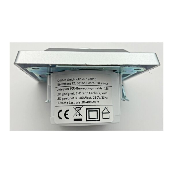 DELPHI Bewegungsmelder 160° silber – LED geeignet, Unterputz, 2-Draht