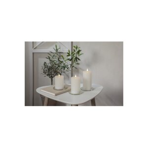 LED-Stumpenkerze Flamme Flow Weiß – 15?cm mit glänzender Vertiefung & Timer