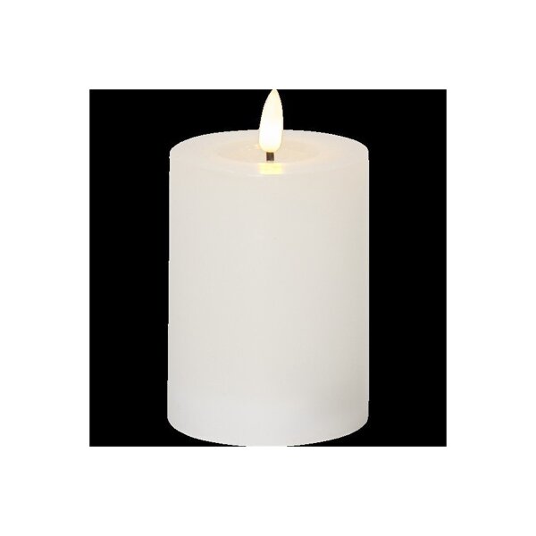 LED-Stumpenkerze Flamme Flow Weiß – 12,5?cm mit glänzender Optik & Timer