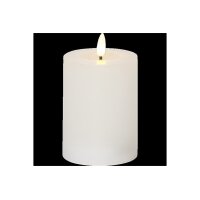 LED-Stumpenkerze Flamme Flow Weiß – 12,5?cm mit glänzender Optik & Timer