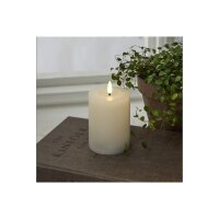 LED-Stumpenkerze Flamme Flow Weiß – 12,5?cm mit glänzender Optik & Timer