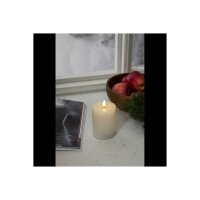 LED-Stumpenkerze Flamme Flow Weiß – 12,5?cm mit glänzender Optik & Timer