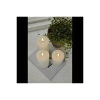 LED-Stumpenkerze Flamme Flow Weiß – 12,5?cm mit glänzender Optik & Timer