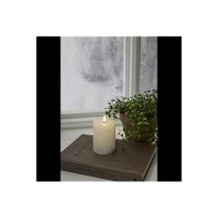 LED-Stumpenkerze Flamme Flow Weiß – 12,5?cm mit glänzender Optik & Timer