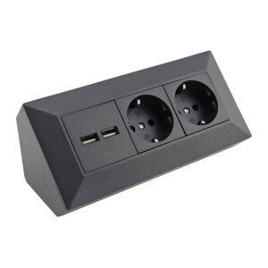 2-fach Steckdosenblock + 2x USB, anthrazit –...
