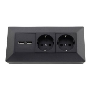 2-fach Steckdosenblock + 2x USB, anthrazit –...