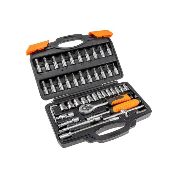 Steckschlüssel- und Bitsatz, 46 teilig 1/4 Zoll Knarre, Chrom Vanadium