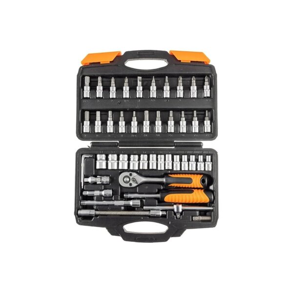 Steckschlüssel- und Bitsatz, 46 teilig 1/4 Zoll Knarre, Chrom Vanadium