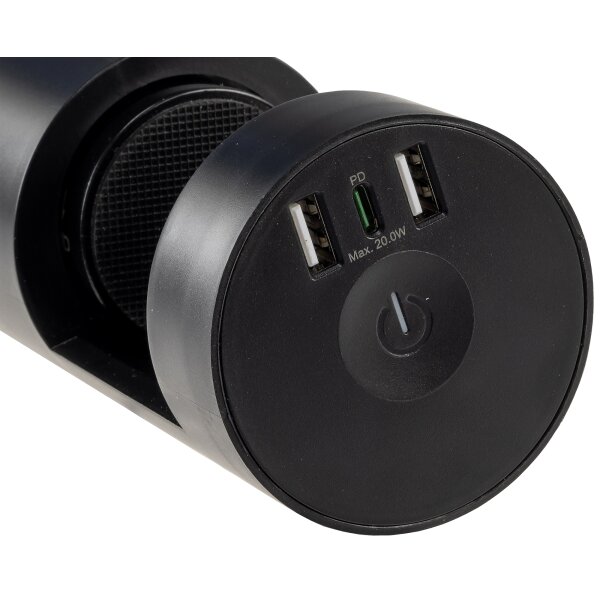 3-fach Tischsteckdose CT-KS 3 mit USB-A & USB-C 20W PD – Schwarz