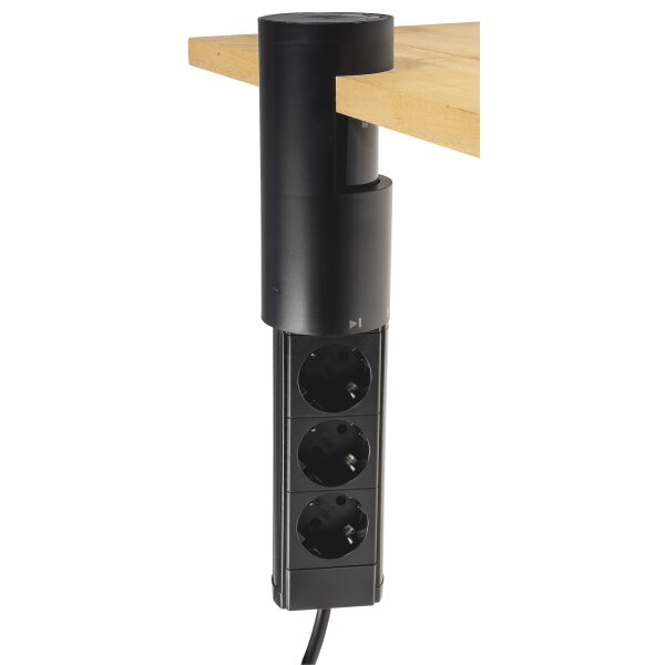 3-fach Tischsteckdose CT-KS 3 mit USB-A & USB-C 20W PD – Schwarz