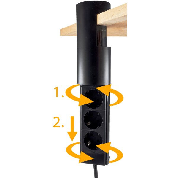 3-fach Tischsteckdose CT-KS 3 mit USB-A & USB-C 20W PD – Schwarz