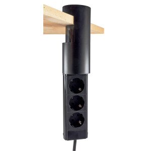3-fach Tischsteckdose CT-KS 3 mit USB-A & USB-C 20W PD – Schwarz