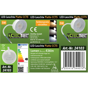 LED Modul Piatto CCT 5W – flaches LED Einbaumodul 230V mit einstellbarer Lichtfarbe 3000K / 4000K / 6500K