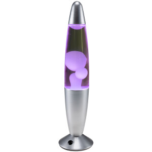 Lavalampe LED RGB 34cm – Retro Lavalampe Silber mit Farbwechsel