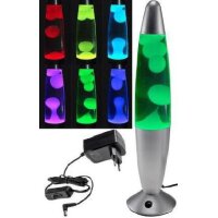 Lavalampe LED RGB 34cm – Retro Lavalampe Silber mit Farbwechsel