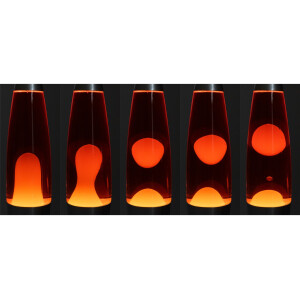 Lavalampe 40cm Rot Gelb – LED Retro Lavalampe Silber mit Wachs