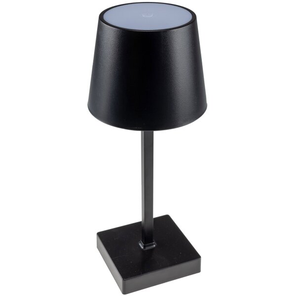 LED Akku Tischleuchte dimmbar 26cm – kabellose Tischlampe USB-C warmweiß 3000K schwarz